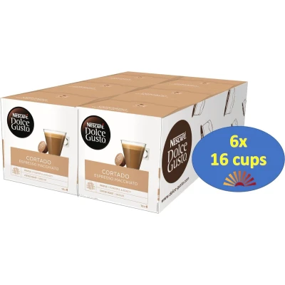 Afbeelding van Nescafé Dolce Gusto Cortado Espresso Macchiato capsules 6x16 cups = 96 koffiecups