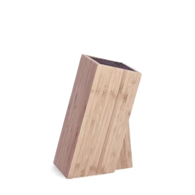 Image de Zeller 2057800 bloc à couteaux avec brosse en bambou/plastiqué marron 15 x 9,5 23,5 cm