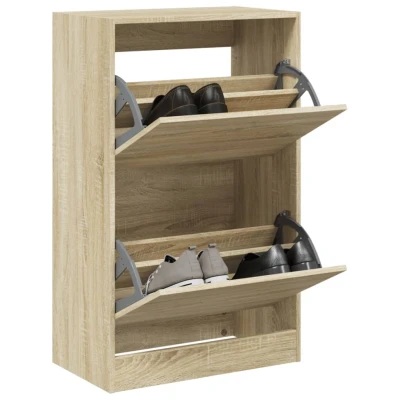Afbeelding van Schoenenkast 60x34x96,5 cm bewerkt hout sonoma eikenkleurig