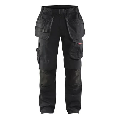 Image de Pantalon services stretch avec poches flottantes noir/rouge