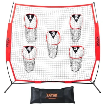 Image de VEVOR Filet d&#039;Entraînement pour Football Américain Portable 246x250 cm de Passe Rugby avec 5 Poches Cible Entraîneur Améliorer la Précision Lancer Quarterback Baseball
