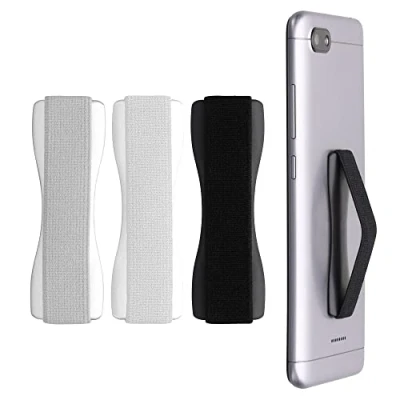 Afbeelding van kwmobile vingerhouder voor smartphone Vingergreep telefoon Zelfklevende finger holder Set van 3 In zwart / wit zilver