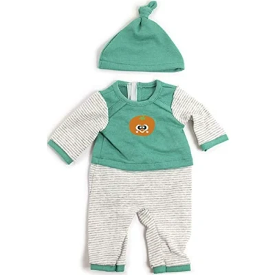 Afbeelding van Miniland Groene gestreepte koude pyjama jurk voor poppen 40 cm, kleur 38 cm 31551