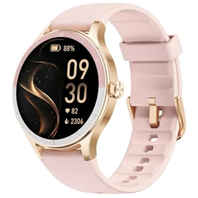 Afbeelding van TOOBUR Montre intelligente pour femme compatible avec téléphone Android et iOS Répondre/passer des appels Tracker de fitness Fréquence cardiaque Suivi du sommeil 100 sports Étanche IP68