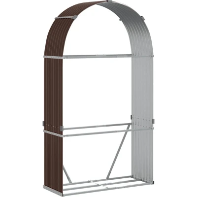 Afbeelding van Haardhoutopslag 120x45x210 cm gegalvaniseerd staal bruin