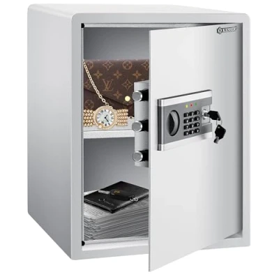 Afbeelding van KESSER® Elektronische Kluis met cijferslot 40 x 50 cm Digitale Muurkluis Inclusief Batterijbox en Batterijen Electrische Safe 2 Noodsleutel Klusje Zwart