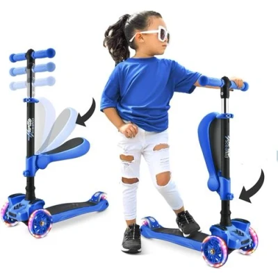 Image de Trottinette Enfant Hurtle 3 roues avec LED colorées siège amovible Bleu