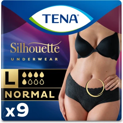 Afbeelding van 6x TENA Pants Silhouette Zwart Normal Lage Taille Large 8 stuks