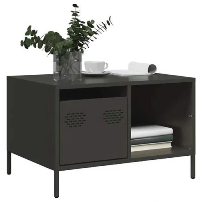 Image de vidaXL Table basse noir 68,5x50x43,5 cm acier laminé à froid851280