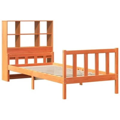 Afbeelding van vidaXL Bed met boekenkast zonder matras hout wasbruin 90x190 cm