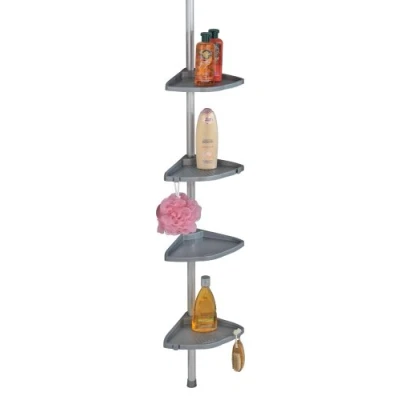 Afbeelding van WENKO 3201824100 Telescopische douchehoek Compact zilver met 4 legplanken, aluminium, 26 x 78 275 19,5 cm,
