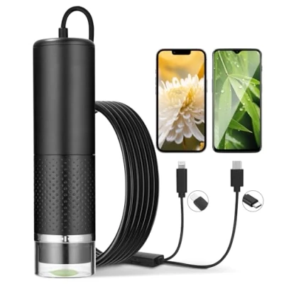 Afbeelding van SinLaw Digitale USB microscoop, mobiele telefoon, microscoop compatibel met iOS, Android, tablet, 10 x 200 vergrotingscamera, draagbare 8 ledlampen, 1080p HD