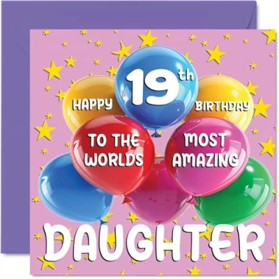 Afbeelding van 19e verjaardagskaart voor dochter World&#039;s Most Amazing Daughter van mama papa, 145 mm x mm, wenskaarten