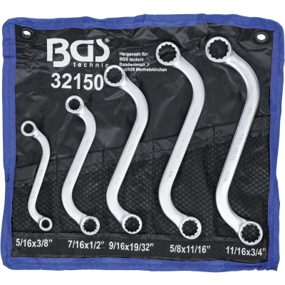 Afbeelding van BGS S model dubbele ringsleutelset inches 3/8&quot; 3/4&quot; 5 delig