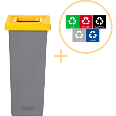 Afbeelding van Plafor Fit Bin Prullenbak voor afvalscheiding 53L, Grijs/Geel