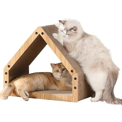 Afbeelding van FUKUMARU krabpaal voor katten, kartonnen huis, kattenmeubelbescherming, krabbed alle katten