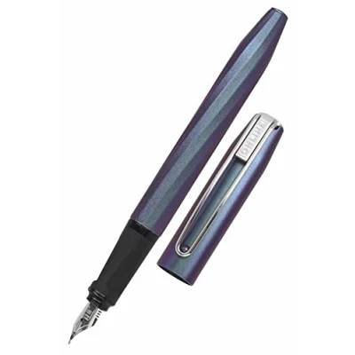 Afbeelding van ONLINE Slope vulpen met patroon, metallic, paars ergonomische handgreep, hoogwaardige iridiumveer, standaard inktpatronen, blauwe combipatroon, voor