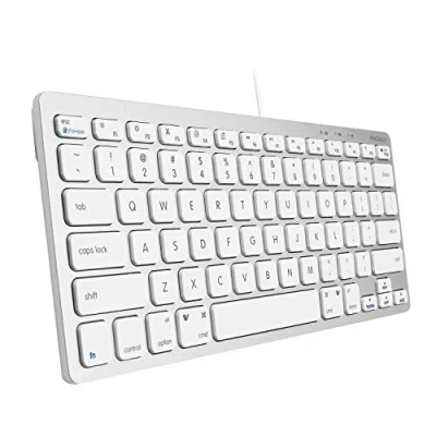 Afbeelding van Macally SLIMKEYCA Compact bedraad USB A toetsenbord Wit/Zilverkleurig US (QWERTY) layout