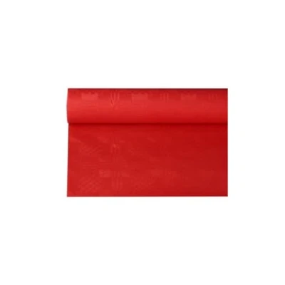 Afbeelding van Tafelkleed uit papier met damastprint, 1,2 x 8 m, rood 12 stuks