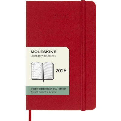 Image de Agenda civil Moleskine 2026 12 mois Semainier Format Poche Dur Rouge Scarlet