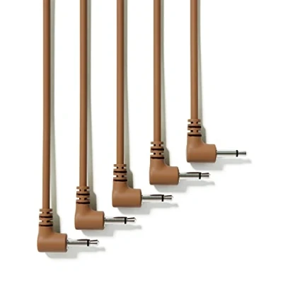 Afbeelding van ExcelValley 5 stuks modulaire kabel, mono patch, rechthoek, 3,5 mm, 1/8 inch, eurorack, synthesizer [bruin 30 cm 12 inch]
