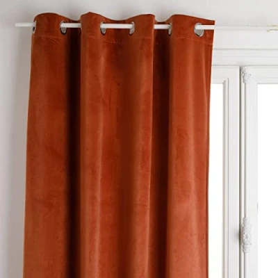 Afbeelding van Atmosphera Gordijn met ogen, ondoorzichtig, fluweel, 140 x 260 cm, terracotta