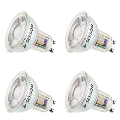 Afbeelding van SEBSON 4 x GU10 ledlamp 5 W (vervangt 50 W), warm wit 3000 K, 380 lm, 230 V, Ra95 + flikkervrij, ø50 54 mm