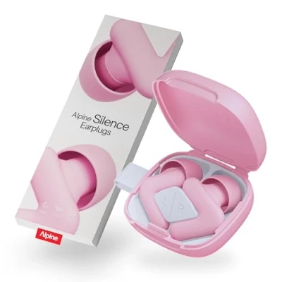 Afbeelding van Alpine Silence Oordopjes voor Slapen, Focus &amp; Reizen Comfortabele, Herbruikbare Gehoorbescherming Nauwsluitende V vorm Zachte Ovale Tips 4 Maten XS/S/M/L Tot 25dB Geluidsdemping Roze