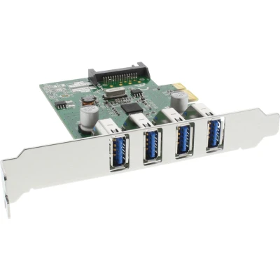 Afbeelding van InLine PCIe kaart 4x USB3.0 met SATA voeding