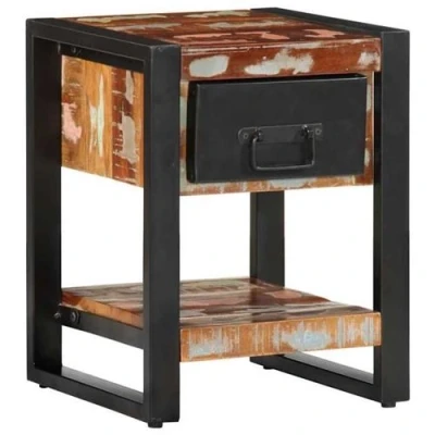 Image de vidaXL Table de chevet multicolore 35x34x45cm bois massif récupération4013569