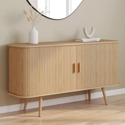 Afbeelding van IDMarket Dressoir 140 cm Romie latteneffect 2 schuifdeuren