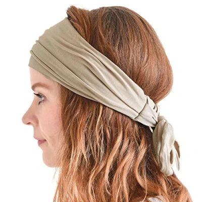 Afbeelding van CHARM haarband Bohemian Chic zomer heren dames hoofd wikkelen hippie, Beige