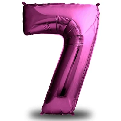 Afbeelding van envami® Verjaardagsballon, XXL, roze, reusachtige folieballon, 101 cm, verjaardagsdecoratie, decoratieve cijferballon voor meisjesverjaardag, zweeft met helium (cijfer 7)
