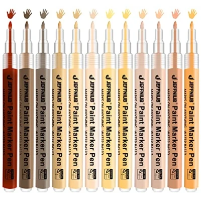 Afbeelding van Set van 12 waterdichte acrylstiften voor stenen, fijne punt 0,7, hout, canvas, glas, papier, leer, keramiek, plakboek, paaseieren