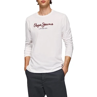 Image de Pepe Jeans Homme T shirt Eggo Long N, Blanc (Blanc), M