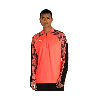 Afbeelding van Puma Individualfinal 1/4 ZIP Longsleeve, Heren, Maat: XXL, Fiery coral/black