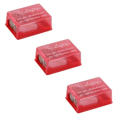 Afbeelding van KUM AZ105.34.16 R Lefty Lot de 3 taille crayons doubles avec récipient Rouge