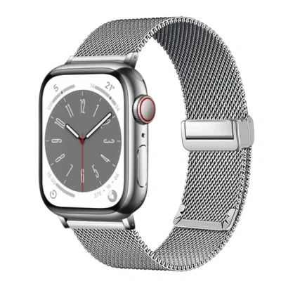 Afbeelding van Apple Watch Milanese bandje met vouwbare magneetsluiting Zilver Geschikt voor 38mm / 40mm 41mm