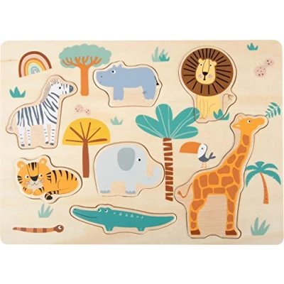 Image de Small Foot puzzle de forme Safari 21,5 x 30 cm en bois 7 pièces