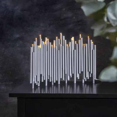 Afbeelding van Kandelaar noot, 16 lamps, grijs