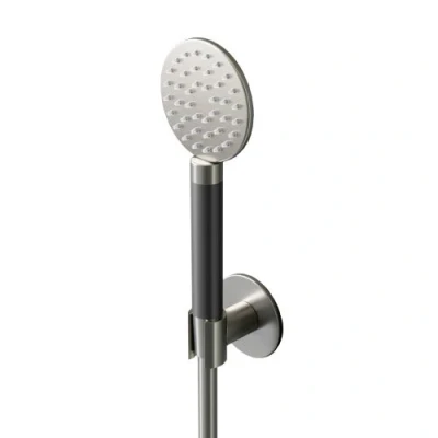 Afbeelding van HotBath Cobber M444 ronde handdouche met wandsteun en doucheslang 150cm messing Geborsteld PVD