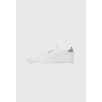 Afbeelding van Puma Smash 3.0 Unisex Sneakers laag white/silvercoloured/plum jam, Maat: 36, White/silver coloured/plum jam Leer en imitatieleer