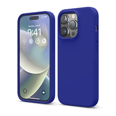 Afbeelding van elago Hoesjes van vloeibare siliconen compatibel met iPhone 14 Pro (6,1 inch) beschermhoes gemaakt premium volledige bescherming, schokbestendig, 4 structuren, zachte microvezel voorkomt krassen (zwart)