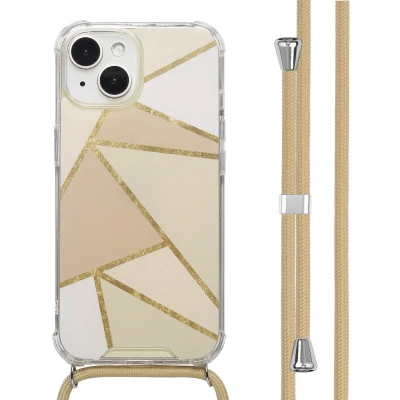 Afbeelding van imoshion Hoesje Geschikt voor iPhone 15 Design met Koord Beige Graphic