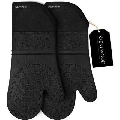 Afbeelding van Westwood™ Siliconen Ovenwanten 2 Stuks Ovenhandschoenen Hittebestendig tot 250 C EN407 Gecertificeerd Zwart