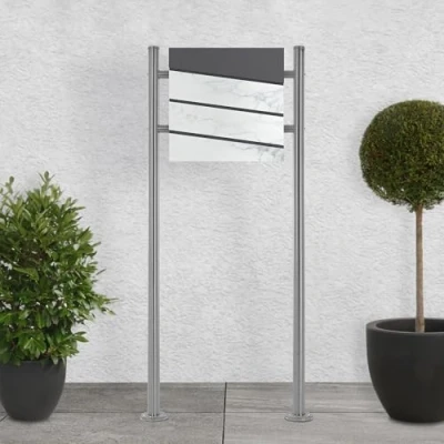 Afbeelding van Brievenbus 37x36,5x11 cm antraciet/wit marmerlook staal ML Design