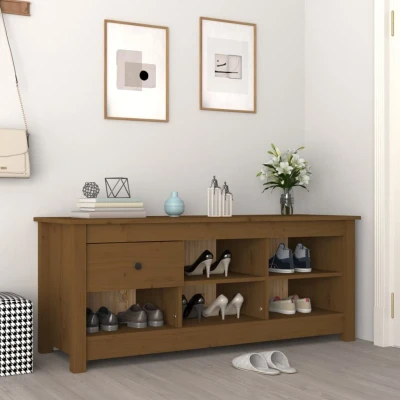 Afbeelding van Schoenenkast 110x38x45,5 cm massief grenenhout honingbruin