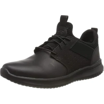 Afbeelding van Skechers Delson Axton Herensneaker, zwart, Leather Bbk, 44 EU