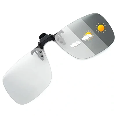 Afbeelding van JM Clip Gepolariseerde zonnebril met frameloze flip up glazen voor brillen …, Fotochroom grijs