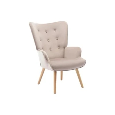 Afbeelding van Fauteuil van beige velours VATELY L 69 cm x H 95.5 D 78